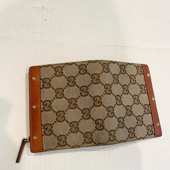 GUCCI Wallet Studded Canvas GG monogram leather trim MADE IN ITALY - Picture 5 of 15